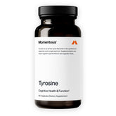 Momentous Tyrosine frente del envase mostrando diseño y cantidad de 60 porciones, confianza deportiva