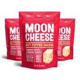 Moon Cheese paquete frontal mostrando diseño y tamaño práctico