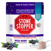 Moonstone Stone Stopper frasco frontal mostrando diseño y sabor bayas silvestres
