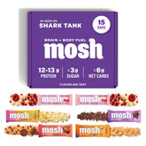 MOSH empaque frontal del pack variedad mostrando 15 barras, conveniencia portable