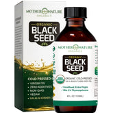 Mother Nature Organics frente de la botella muestra origen orgánico y beneficio de pureza