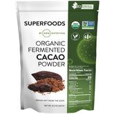 MRM polvo de cacao orgánico envase delantero muestra información y raciones