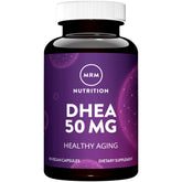 Botella MRM Nutrition DHEA 50 mg vista frontal con etiqueta clara y beneficio de dosificación diaria