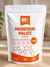 MS Finechem envase frontal del Magnesium Malate mostrando etiqueta clara y beneficio de biodisponibilidad