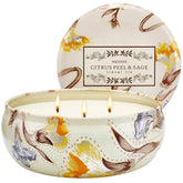 M&SENSE vela frontal mostrando diseño floral y beneficio decorativo