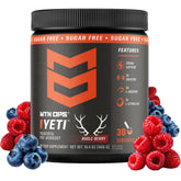 MTN OPS Yeti envase frontal muestra diseño y beneficio energía rápida