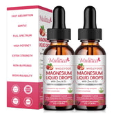 Mulittea frasco frontal de Magnesium Glycinate Liquid mostrando la etiqueta y beneficio de absorción