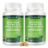 Mulittea moringa frente del packaging mostrando 120 cápsulas y beneficios claros