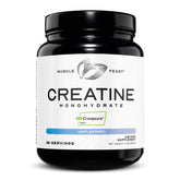 Muscle Feast muestra el frente del envase Creapure, visual claro de pureza