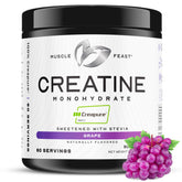 Muscle Feast envase frontal que muestra la pureza Creapure y beneficio de confianza