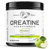 Muscle Feast envase frontal Creapure manzana verde, pureza visible