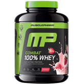 MusclePharm envase frontal de 5 lb con sabor Strawberry Cream y beneficio de suministro prolongado