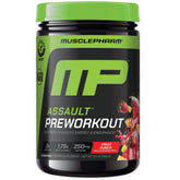 MusclePharm envase frontal mostrando diseño y beneficio de energía inmediata