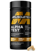 MuscleTech AlphaTest envase frontal mostrando 120 cápsulas y beneficio rendimiento