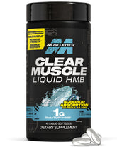 MuscleTech envase Clear Muscle visible, práctico para programación de suplementación