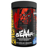 Mutant GEAAR envase frontal mostrando el sabor blue raspberry y la propuesta deportiva