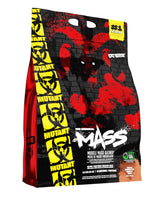 Mutant Mass envase frontal mostrando tamaño y sabor Triple Chocolate, indica alto aporte calórico
