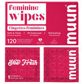 Muun empaque frontal mostrando caja de 120 toallitas, conveniencia y ahorro