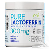 MyImmunity envase frontal mostrando lactoferrin y beneficio de entrega intestinal