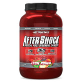 Myogenix Aftershock frente del envase mostrando tamaño y beneficios post-entreno