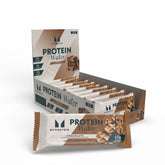 Myprotein frente del empaque que muestra caja de 10 unidades y ventaja proteica