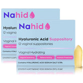 Nahid frente del empaque mostrando 2 pack y 24 supositorios para comodidad prolongada