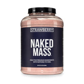NAKED envase frontal de Strawberry Mass mostrando tamaño y marca, ideal para ganar peso
