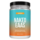 NAKED envase frontal con sabor mango y diseño claro, beneficio pureza