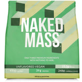 NAKED envase frontal del gainer vegano mostrando el tamaño y la etiqueta clara