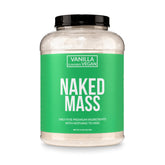 NAKED envase frontal del Vegan Mass vainilla mostrando diseño limpio y beneficios