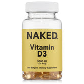 NAKED envase frontal de Vitamina D3 5000 IU, práctico para uso diario