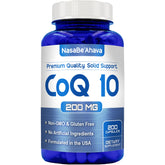 NasaBeahava frasco frontal mostrando CoQ10 200mg, presentación confiable