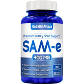 NasaBeahava frasco frontal de SAM-e 400 mg mostrando etiqueta clara y beneficio de pureza
