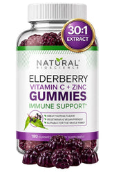 Natural BioScience envase frontal de Sambucus gomitas, claro y atractivo