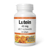 Natural Factors envase frontal mostrando Lutein 40 mg y beneficios visibles