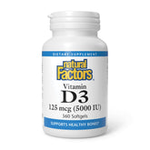 Natural Factors frasco frontal mostrando 360 softgels y etiqueta clara