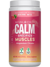 Natural Vitality Calm Muscles frente del envase mostrando sabor sandía y presentación