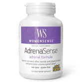 Natural Factors WomenSense AdrenaSense frasco delantero mostrando diseño y beneficios