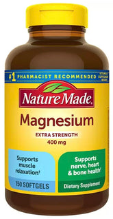 Nature Made envase frontal magnesio 400 mg, presentación clara y cantidad