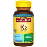 Nature Made frasco frontal mostrando Vitamina K2 y beneficio salud ósea