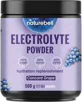 NatureBell frente del envase mostrando 500 g y sabor uva concord, ofrece hidratación precisa