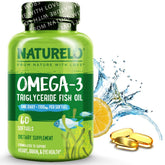 NATURELO frasco delantero mostrando 60 softgels y beneficio de dos meses