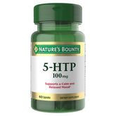 Nature's Bounty frasco frontal mostrando 5‑HTP y beneficio de apoyo al estado de ánimo