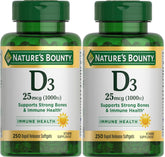 Nature's Bounty frasco frontal mostrando vitamina D3 y conveniencia