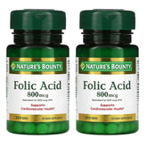 Nature's Bounty empaque frontal mostrando ácido fólico 800 mcg y cantidad