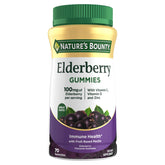 Nature's Bounty envase frontal de Elderberry Gummies mostrando la etiqueta y cantidad