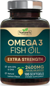 Nature's Choice frasco frontal mostrando 120 softgels y beneficio de alta concentración