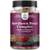 Natures Craft envase frontal de Hawthorn Berry con diseño claro y beneficios visibles