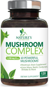 Nature's Nutrition frasco delantero mostrando 120 cápsulas y beneficios claros