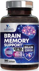 Nature's Nutrition frasco al frente muestra 180 cápsulas para apoyo cognitivo
